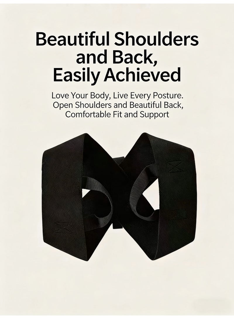 Posture Corrector Back Brace (Black, M/L Sizes Available), Invisible Back Support Belt for Hunchback Correction - Image 2